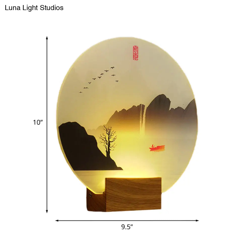 Chinese Style Mountain & River LED Wall Light Fixture