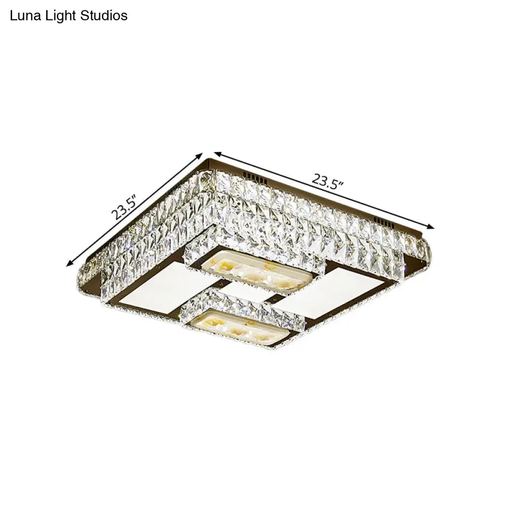 DecorBites™ DecorBites™ Chrome Ceiling Mounted Crystal LED Flush Lamp with Lotus Pattern