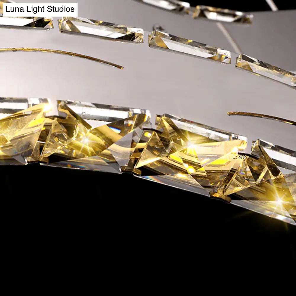 Lámpara de techo colgante modernista de cristal cromado de 2 niveles con LED para comedor