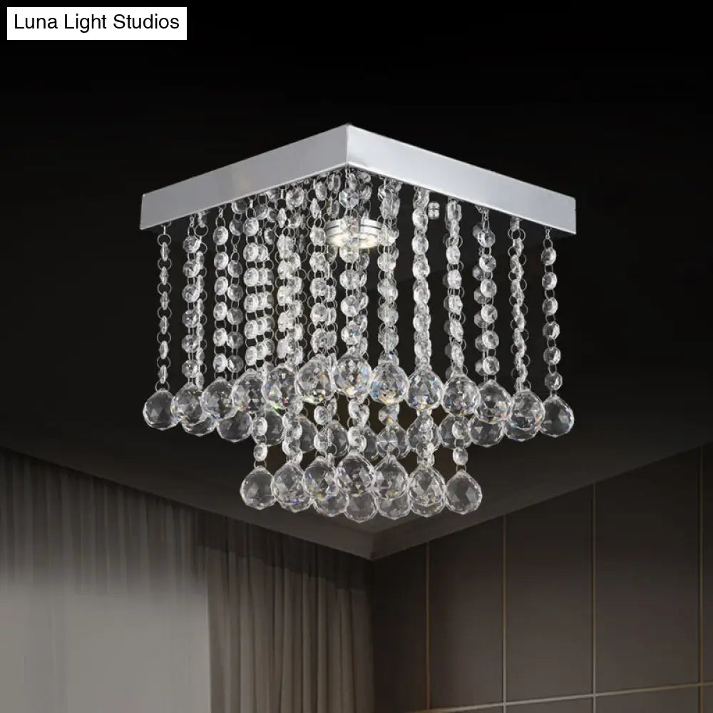 DecorBites™ Chrome Crystal Flush Mount Ceiling Light Fixture with Cascading Crystal Balls