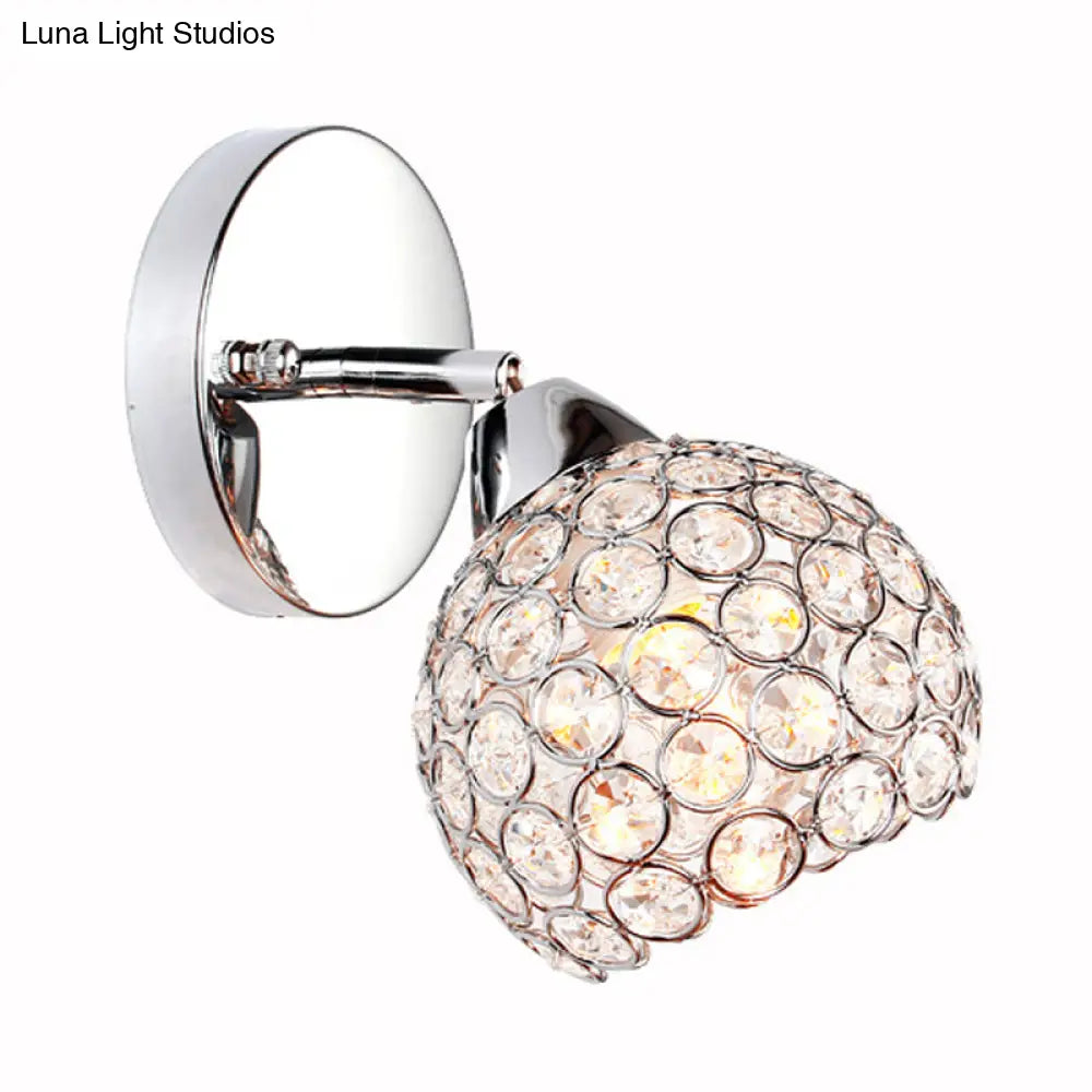 DecorBites™ Chrome Dome Crystal Wall Sconce with 1 Light - Elegant Lighting for Living Room