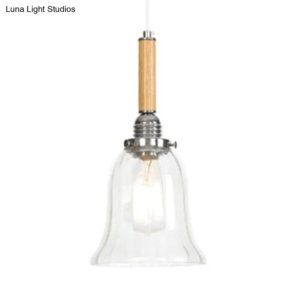 Lámpara colgante cromada - Diseño moderno en forma de cono/campana/calabaza - 1 luz de cristal transparente