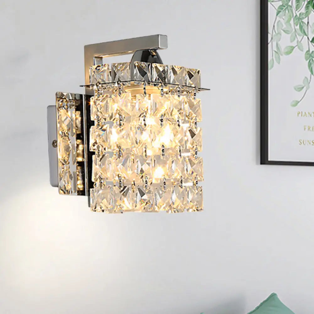DecorBites™ Chrome Rectangle Crystal Wall Sconce with Draping Crystal Rods