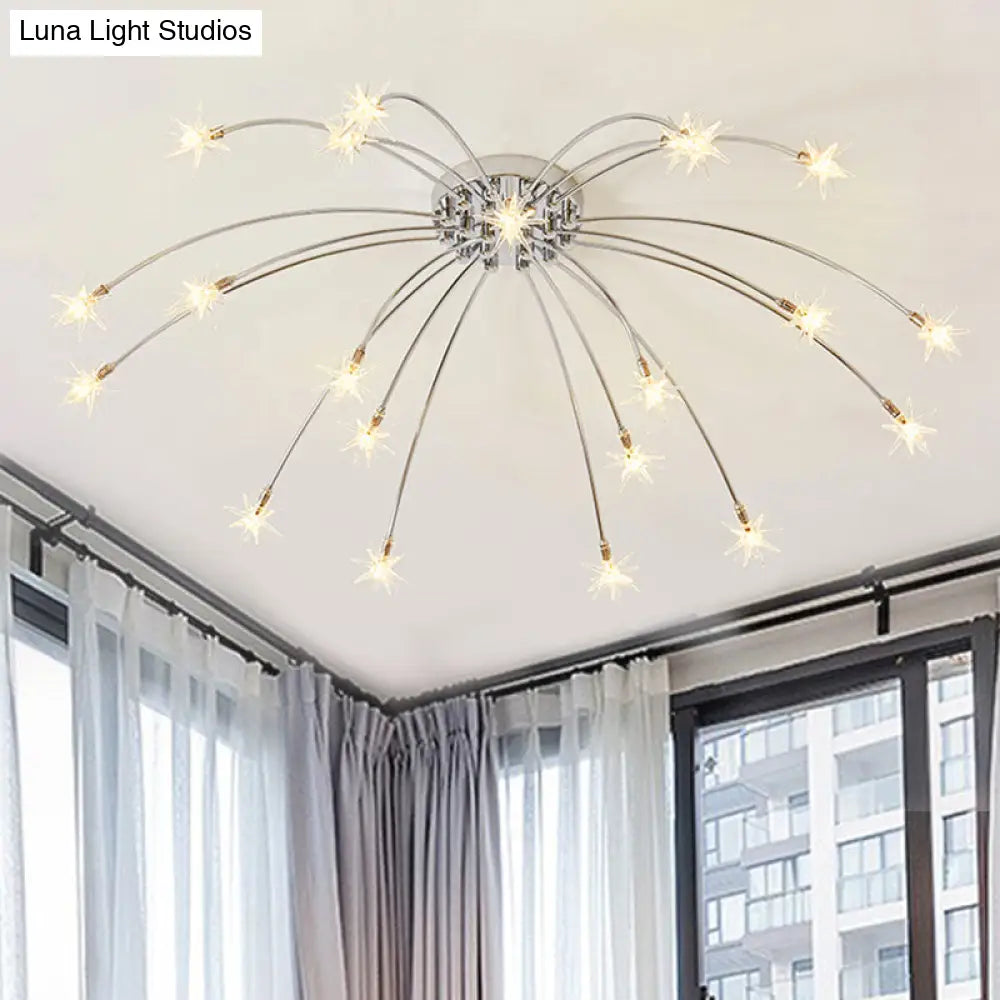 DecorBites™ DecorBites™ Chrome Semi Flush Ceiling Light: Stunning Fireworks Design for Kindergarten
