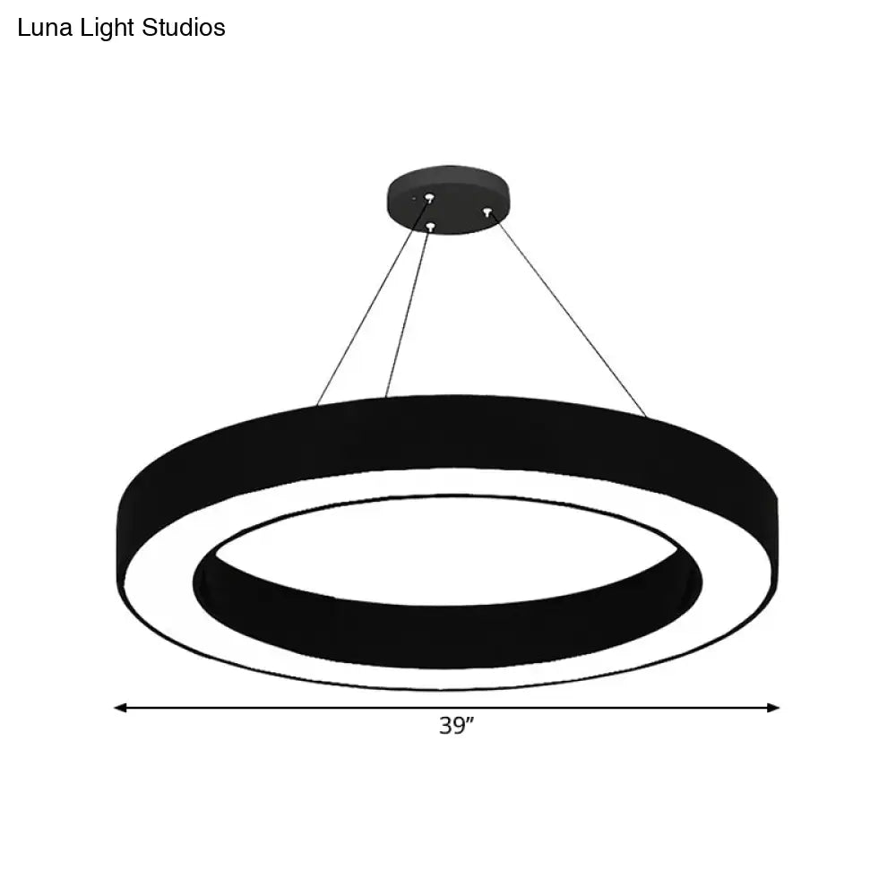 DecorBites™ Circle LED Pendant Light Kit Minimalism Acrylic Office Hanging Lamp in Black, 16"/23.5"/47" Dia