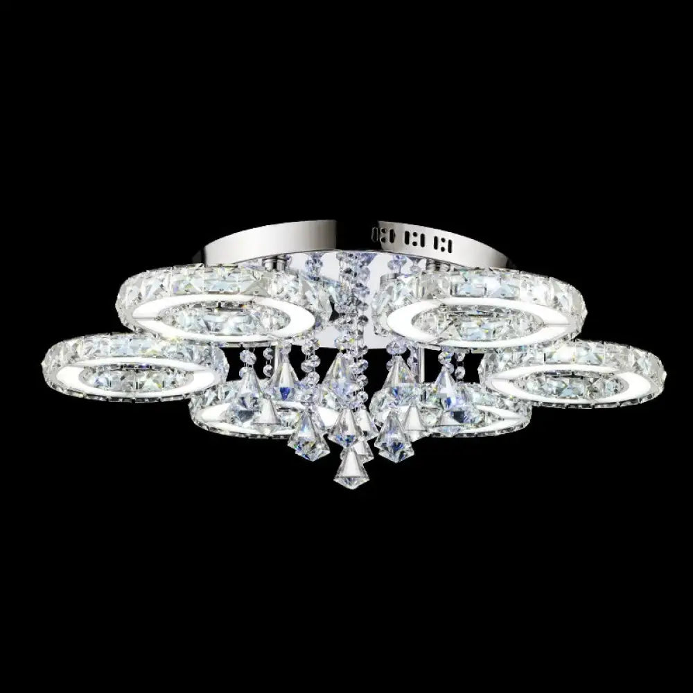 Lámpara de techo circular empotrada DecorBites™ con incrustaciones opulentas y acabado plateado - 3/6 bombillas