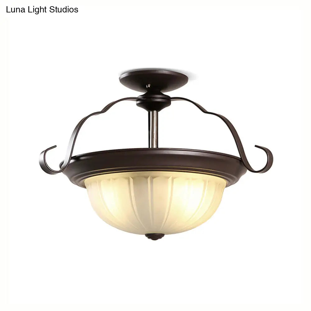 DecorBites™ Classic Black 2-Light Corridor Semi Flush Mount with Frosted Glass Shade