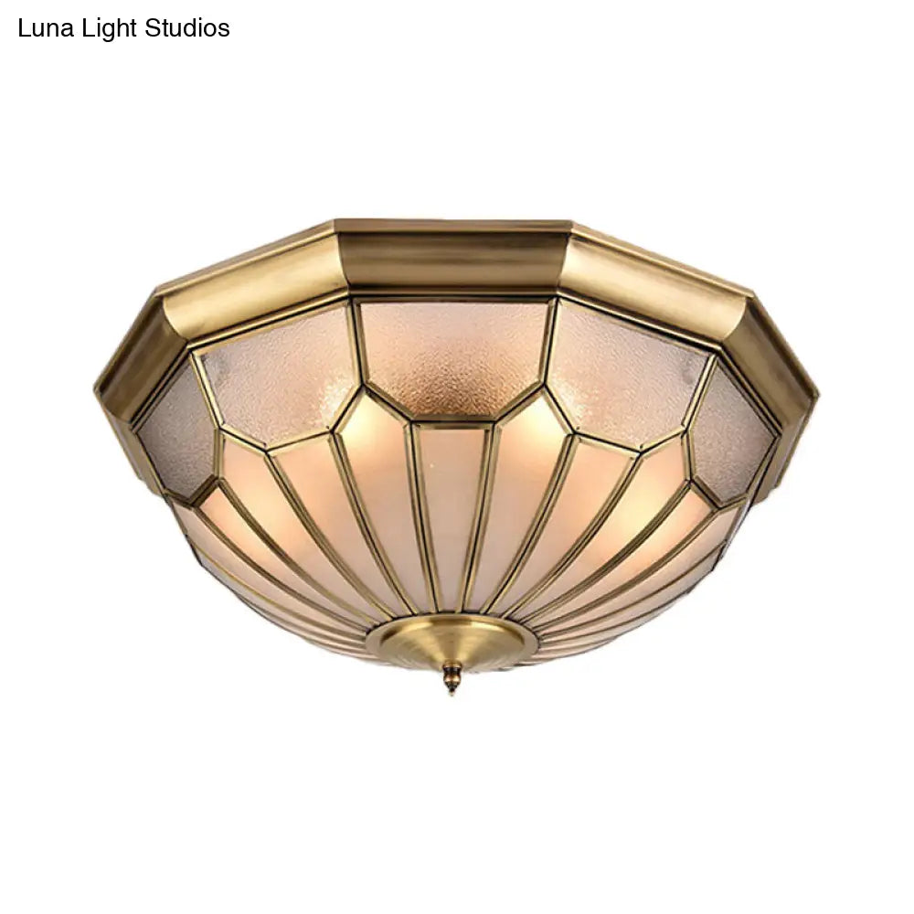 DecorBites™ DecorBites™ Classic Brass 6-Light Dome Flush Mount Ceiling Chandelier with Beveled Glass Shade