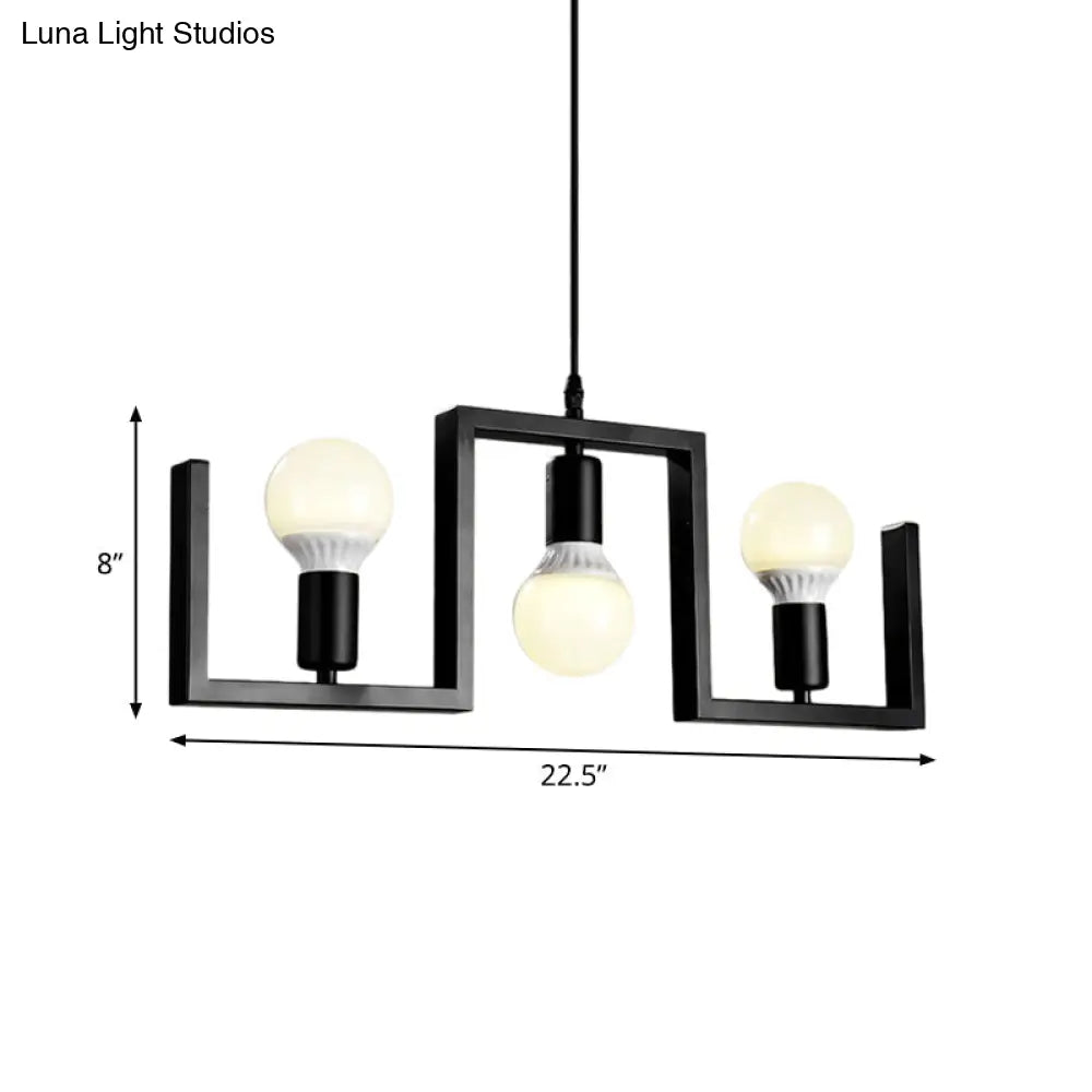 DecorBites™ Classic Exposed Bulb Pendant Light in Black - 3 Metal Island Lights