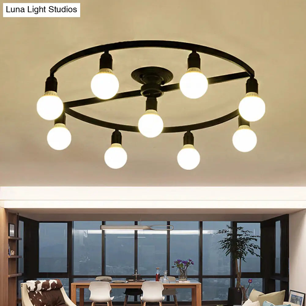 DecorBites™ Classic Metal Semi-Flush Mount Ceiling Light with 7/9 Black Bare Bulbs for Living Room