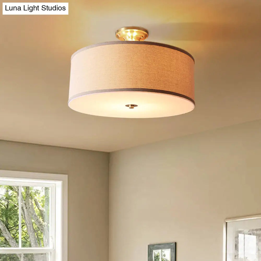 DecorBites™ Classic White Drum Semi Flush Light for Living Room with 4 Lights, 16"/19.5" Wide