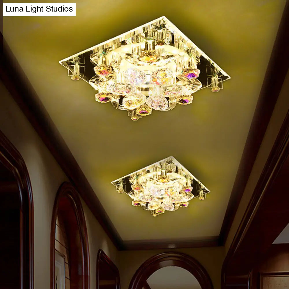 DecorBites™ Lámpara de techo empotrada de cristal transparente de 5 luces con pantalla floral - Diseño minimalista