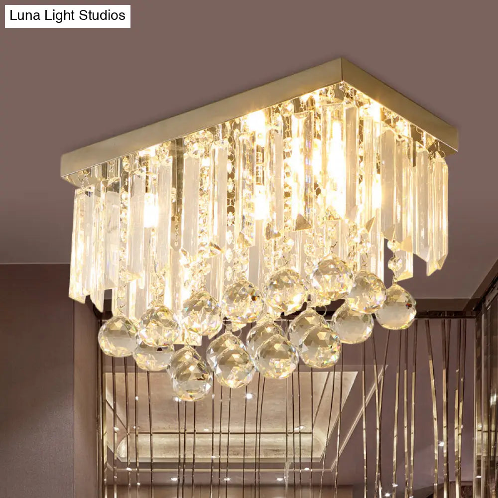 DecorBites™ DecorBites™ Clear Crystal LED Flushmount Ceiling Light - Sleek Cuboid Design for Corridors