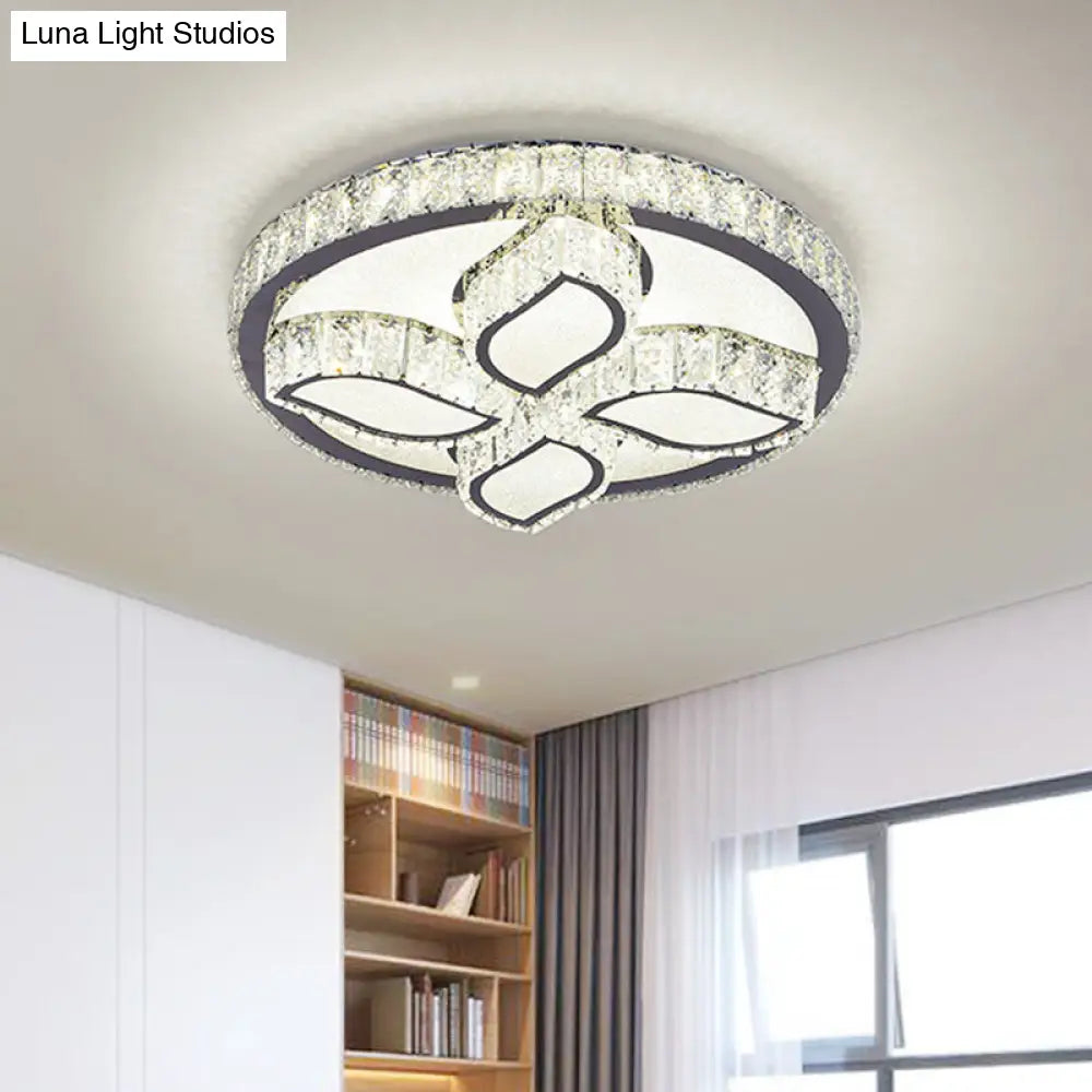 DecorBites™ DecorBites™ Clear Cut Crystal LED Flushmount Ceiling Light - Modern Leaf Design for Bedroom Lighting