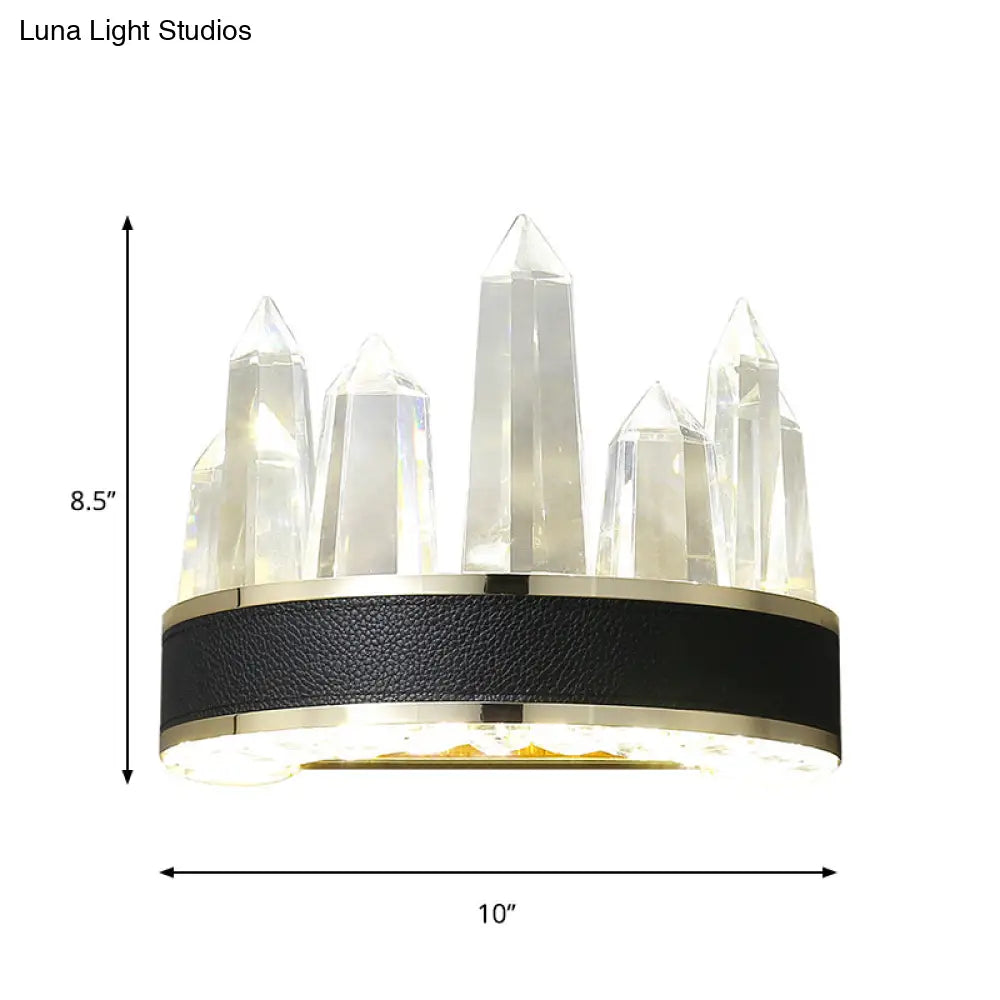 DecorBites™ Clear Cut Crystal LED Wall Sconce in Black- Contemporary Wall Mount Lighting for Sitting Room