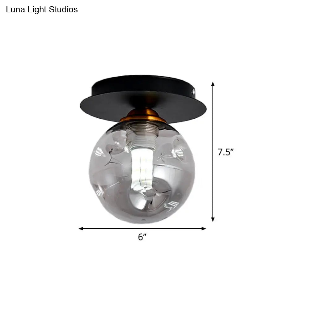 DecorBites™ DecorBites™ Clear Dimpled Glass 1-Bulb Flush Mount Light Fixture for Corridors in Black