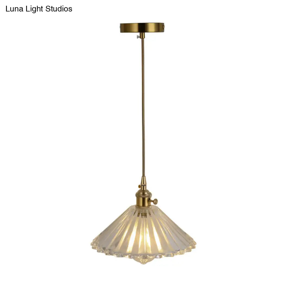 Lámpara colgante de cristal transparente con luz tenue y sencilla