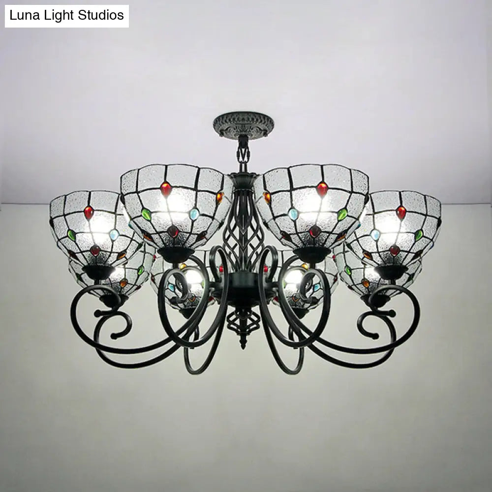 Clear Glass Tiffany Style Multi Light Bowl Chandelier Ceiling Fixture