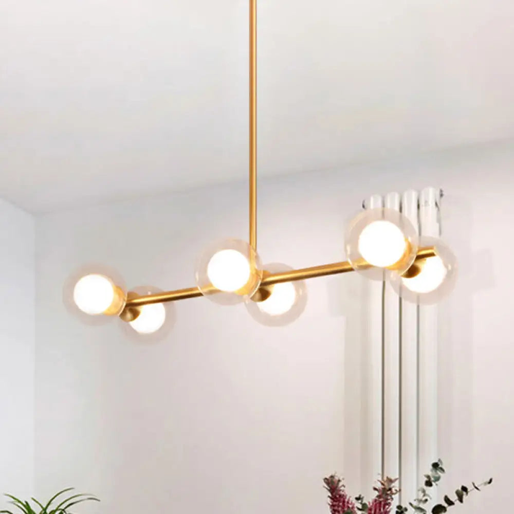 DecorBites™ Clear/White Bubble Island Light Fixture with Post Modern Glass Shade - 6 Bulbs Hanging Light