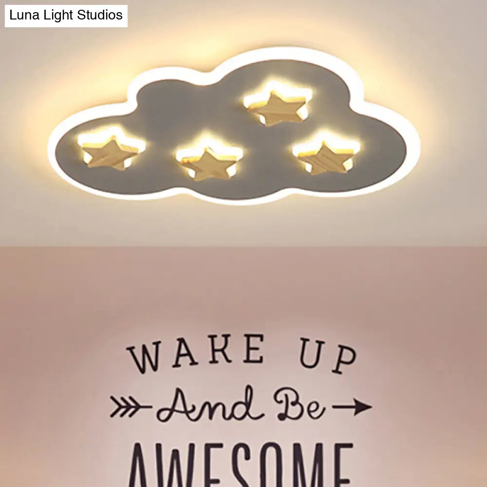DecorBites™ Cloud and Star Acrylic Flush Mount Ceiling Light for Kids' Bedroom - Art Deco Ceiling Fixture