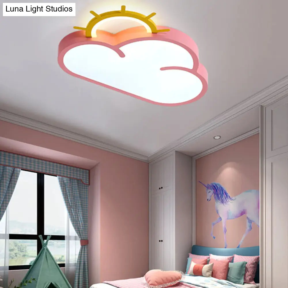 DecorBites™ Cloud Shade Kids Room LED Flush Mount Ceiling Light: Cartoon Style Blue/Pink Acrylic Fixture in Warm/White Light
