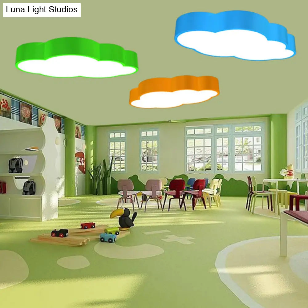 DecorBites™ Cloud Shaped Nursery Ceiling Lamp Acrylic 18"/20.5" Wide LED Cartoon Flush Mount Lighting Fixture in Red/Yellow/Blue