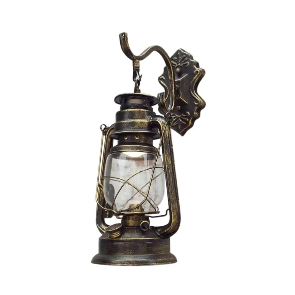 Coastal Porch Wall Sconce - Clear Glass Lantern Light Fixture
