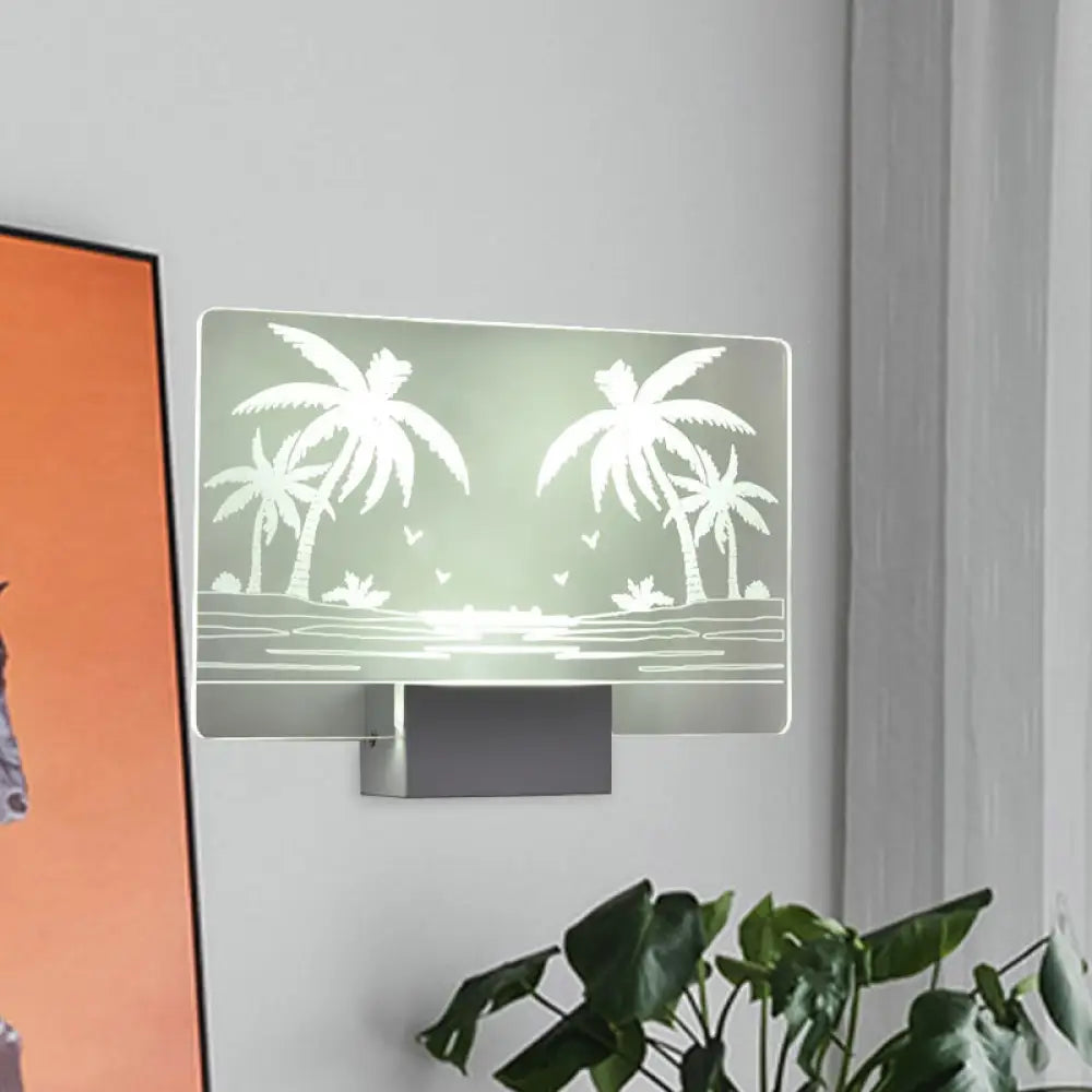 DecorBites™ Coconut Tree/Elk LED Wall Mount Lamp with Aluminum Shade for Bedroom Artistry Lighting