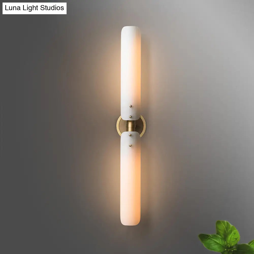 Aplique de pared Colonial Gold para baño con cristal blanco esmerilado - Lámpara de pared para 2 bombillas