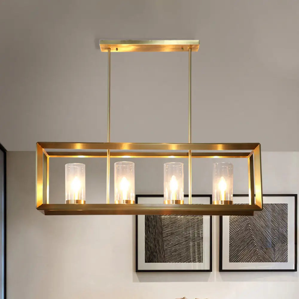 DecorBites™ Colonial Gold Island Ceiling Light with Clear Glass and Metal Cage
