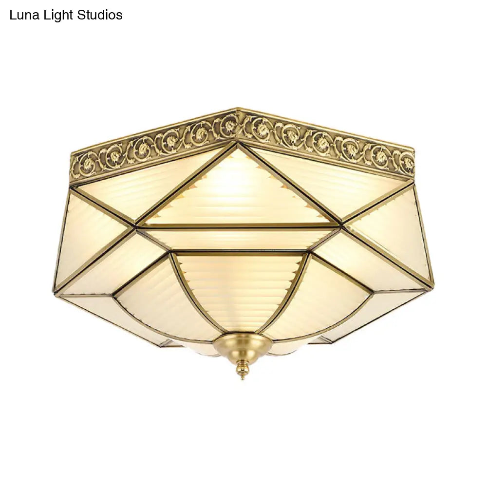 DecorBites™ DecorBites™ Colonial Prismatic Glass Ceiling Mounted Flushmount with 4 Gold Lights