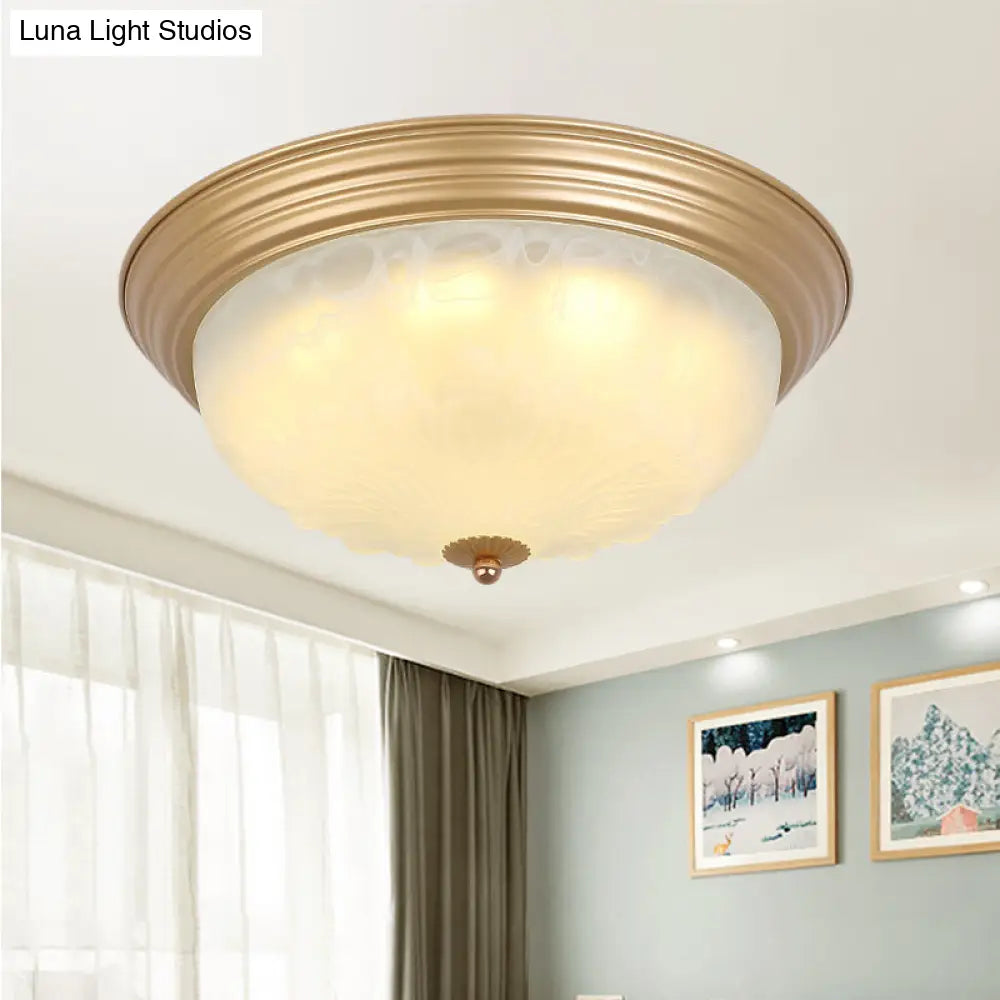 DecorBites™ DecorBites™ Colonial White Glass Bowl Flush Mount Ceiling Light with Gold Finish - 2/3 Heads, 16"/19.5" Width