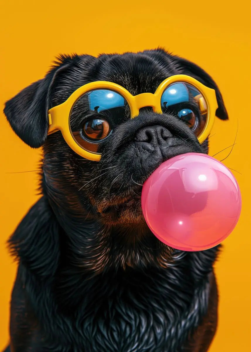 Colorful Dog Sunglasses Canvas Wall Art - light green / 20x30cm No Frame - Posters