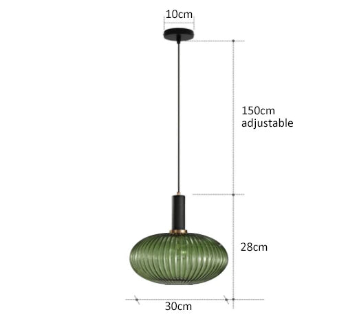 Colorful Glass Pendant Lights for Retro Style - Bgreen30cm / CHINA