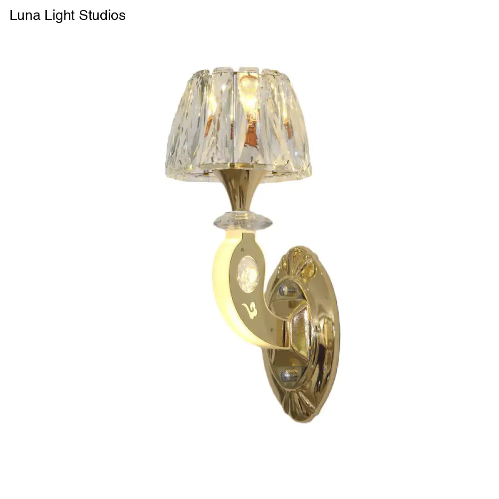 DecorBites™ DecorBites™ Conical Clear Crystal Wall Sconce Lighting in Gold - Elegant 1-Bulb Fixture