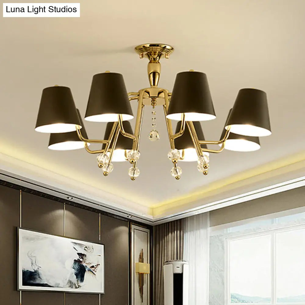 DecorBites™ DecorBites™ Conical Semi-Mount Black 6/8-Light Ceiling Light with Crystal Orb Accent for Living Room