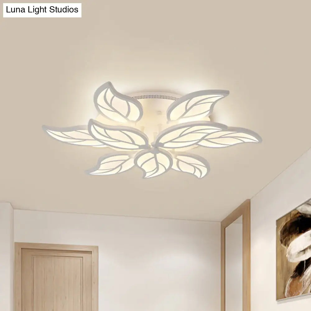 DecorBites™ DecorBites™ Contemporary 1/2-Tier Acrylic Flush Ceiling Lamp with Leaf Design and Warm/White LED Light (22"/27" Wide)