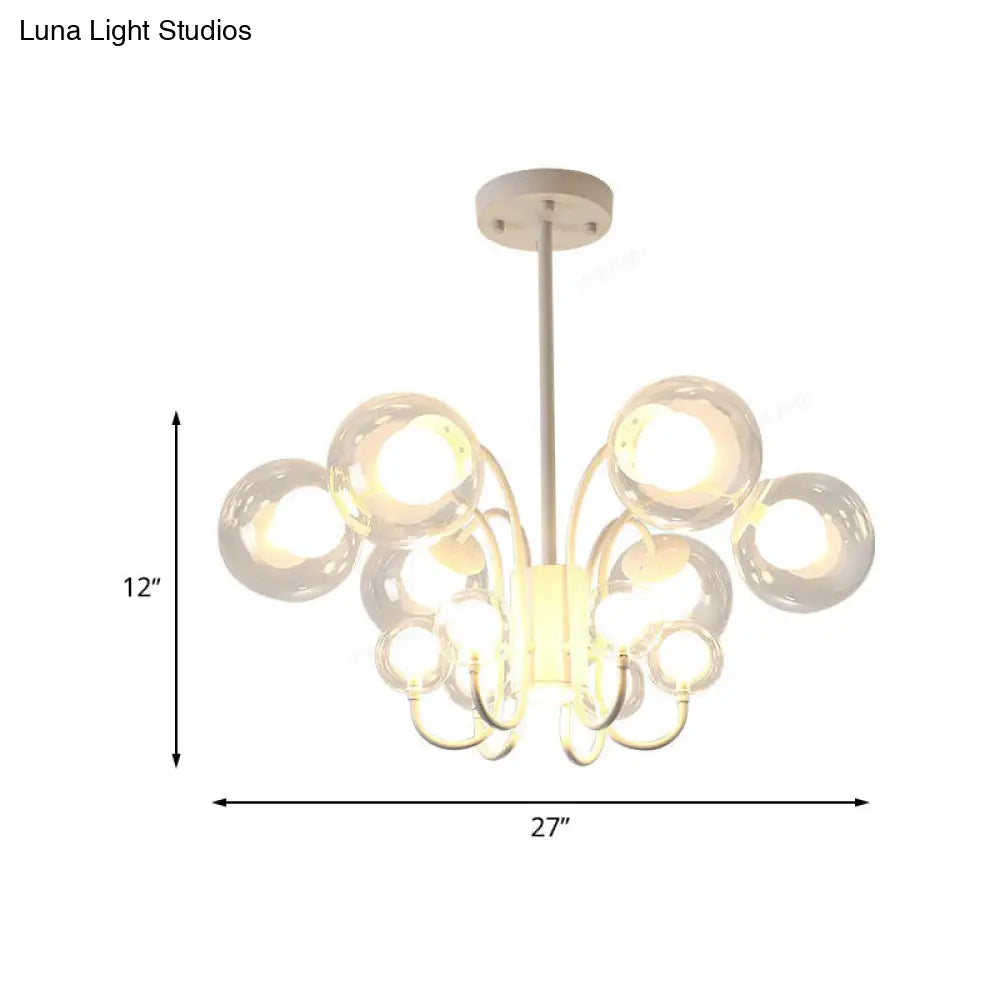 Lámpara colgante contemporánea de cristal transparente con 12 bombillas: Lámpara de araña de burbujas blancas