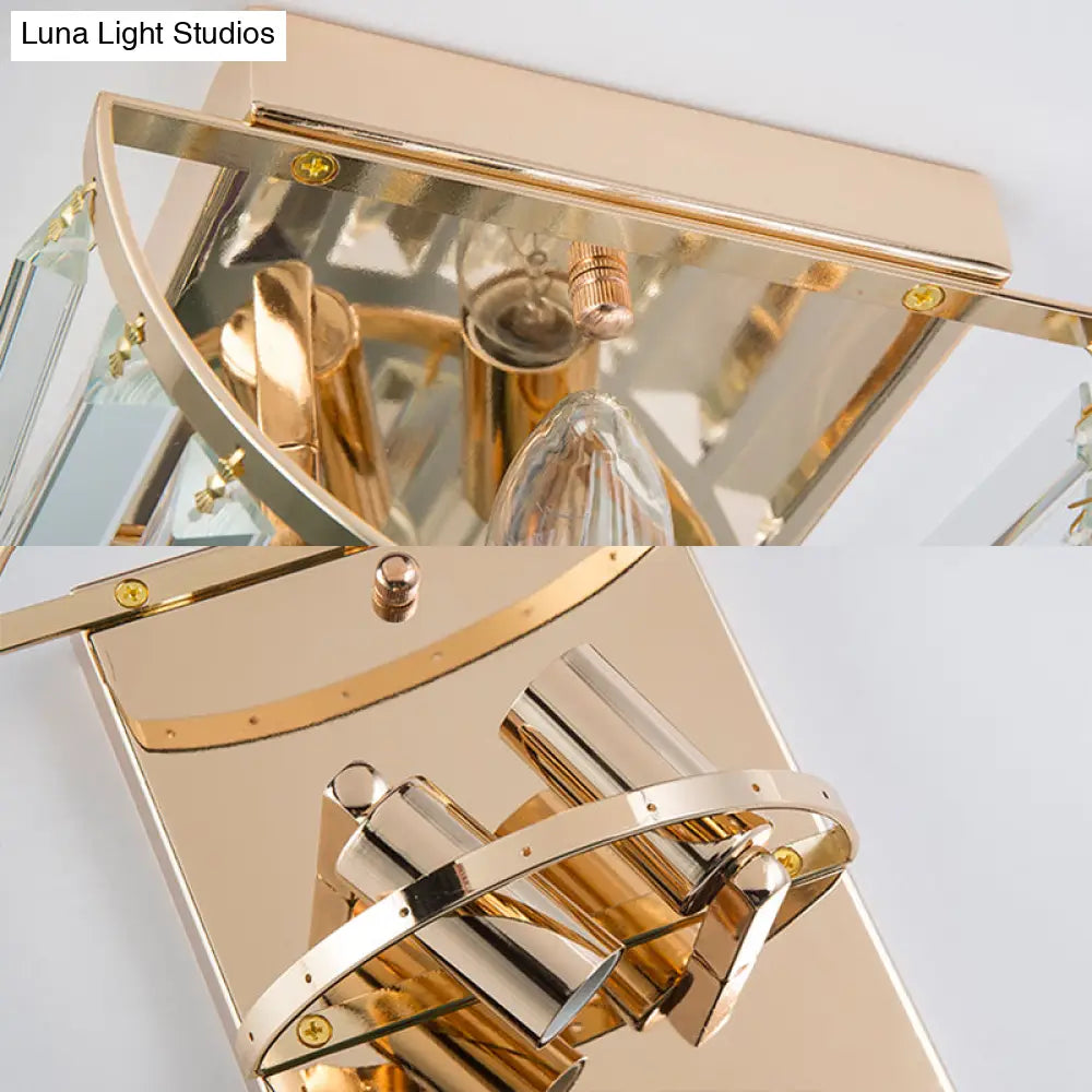 Aplique de pared DecorBites™ contemporáneo de 2 luces con bloques de cristal: elegante aplique transparente para comedor