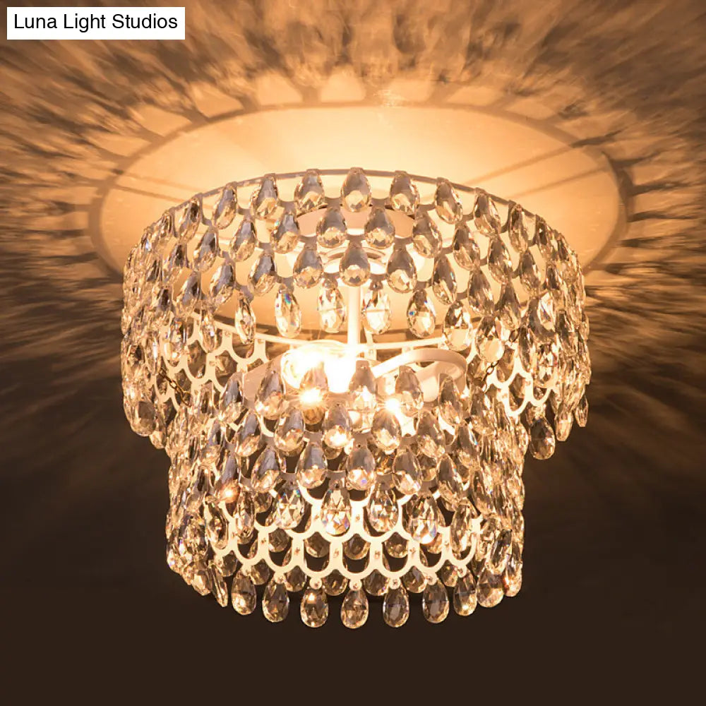 DecorBites™ DecorBites™ Contemporary 2-Light White Flush Mount with Crystal Droplet Accents