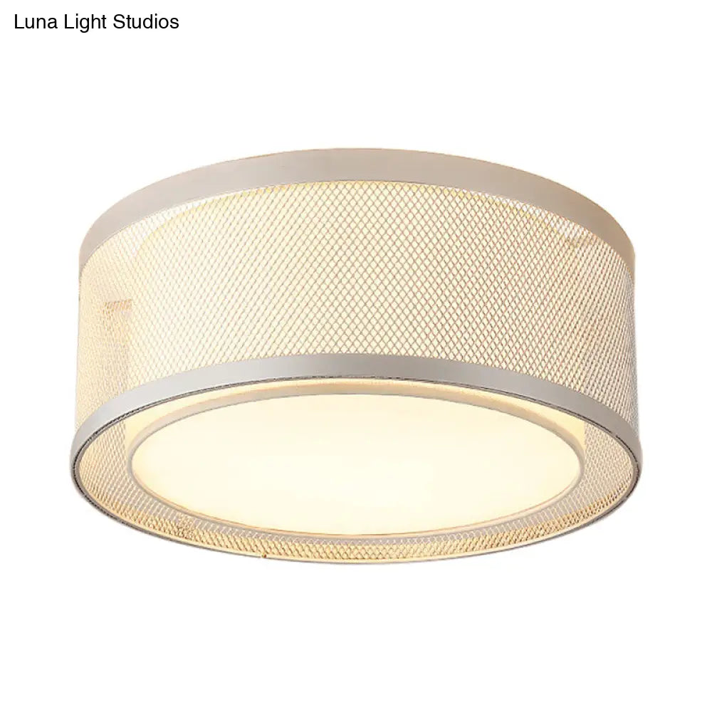 Lámpara de techo contemporánea DecorBites™ de 4 luces, estilo tambor, de metal plateado, con difusor esmerilado