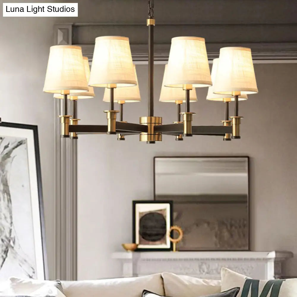 Lámpara colgante contemporánea de 6/8 luces con forma de barril y fabricada en tela - Lámpara colgante blanca para sala de estar