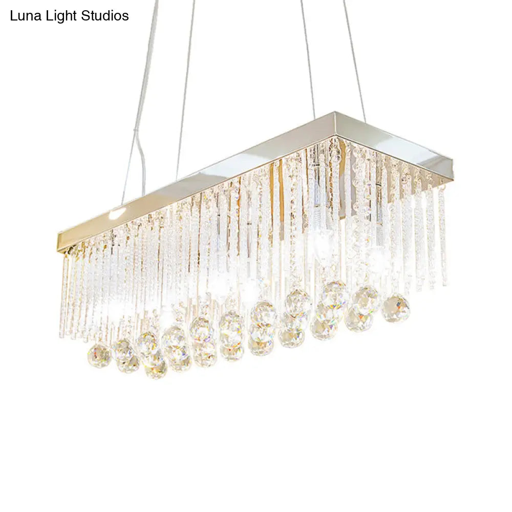 DecorBites™ Contemporary 6-Head Chrome Island Light Fixture with Crystal Ball Accents