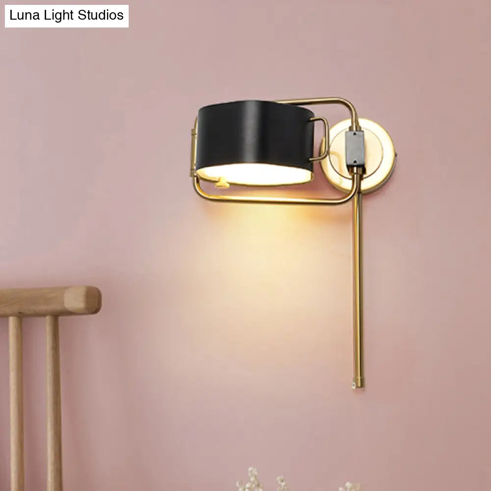 Aplique de pared cilíndrico LED contemporáneo DecorBites™ de acrílico en acabado negro para iluminación de dormitorio