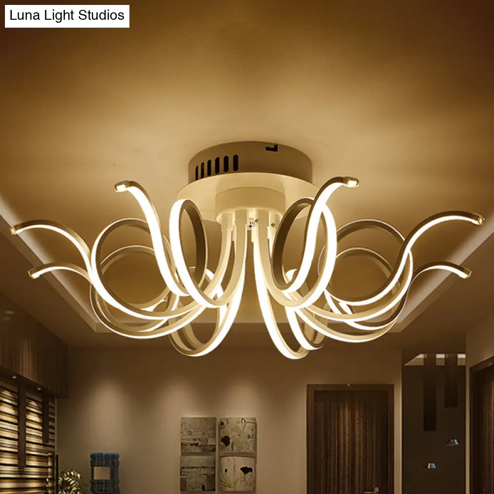 DecorBites™ Contemporary Acrylic Octopus Flush Mount Light Fixture – 3/6/8 LED Lights – for Living Room Ceiling in Warm/White