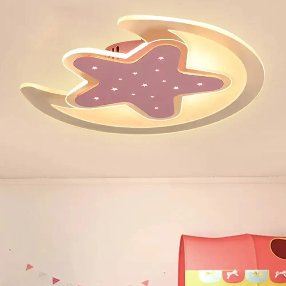 DecorBites™ DecorBites™ Contemporary Acrylic Pink Star Ceiling Mount Light - Perfect for Teens