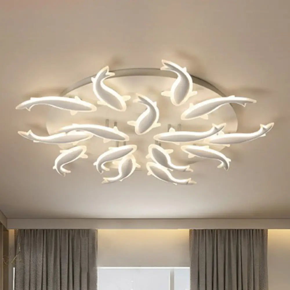 DecorBites™ DecorBites™ Contemporary Acrylic White LED Fish Flush Mount Light - Stylish Ceiling Lighting for Living Room