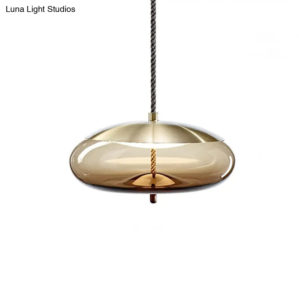 Contemporary Amber Glass Suspension Lamp - Stylish Pendant Lighting Fixture for Dining Room