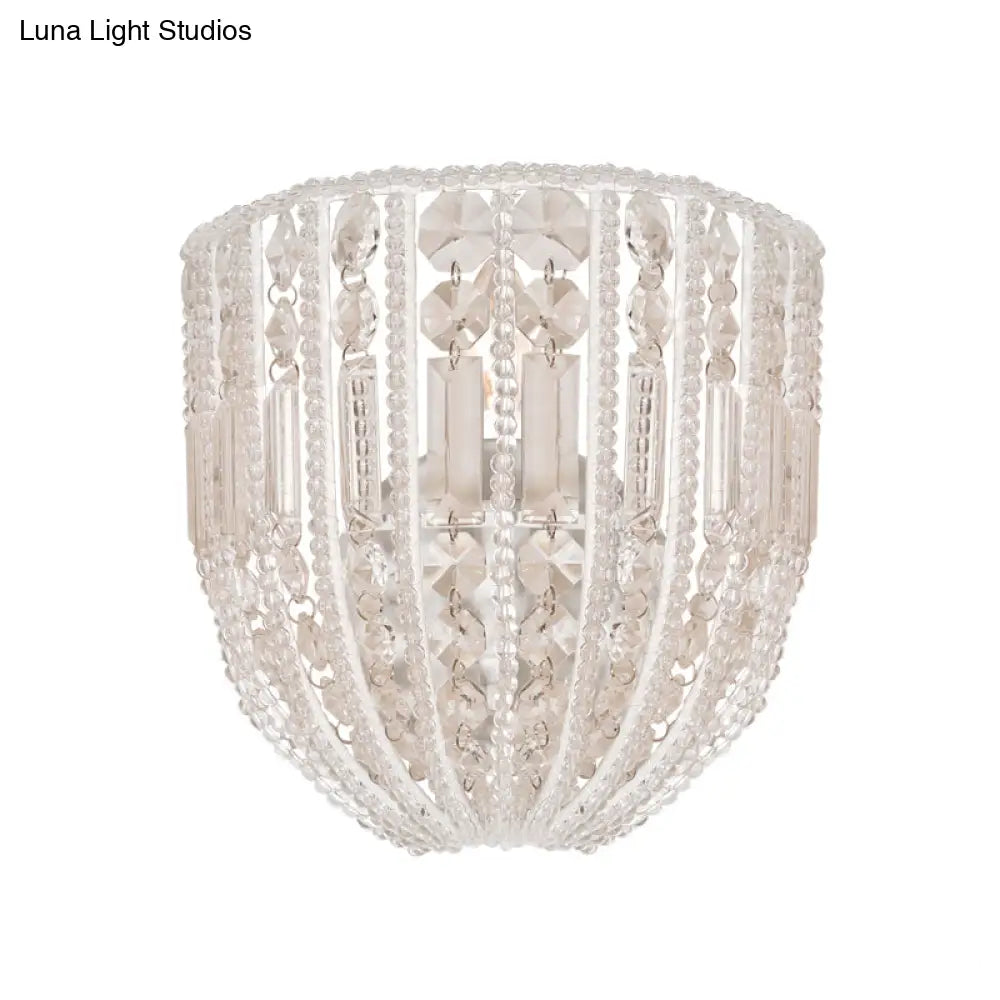 DecorBites™ DecorBites™ Contemporary Beaded Wall Sconce Light - Clear Crystal - Elegant 1-Head Wall Lamp for Living Room