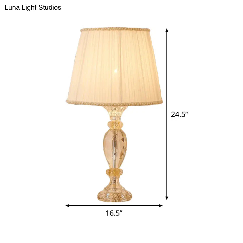 Contemporary Beige Crystal Reading Lamp: Jar Shape, Faceted Design with Task Lighting